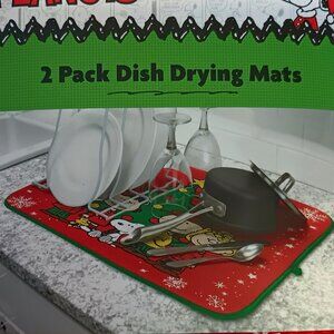 NWT ~ 2 Pack of Peanuts Snoopy & Friends Holiday Microfiber Dish Drying Mats